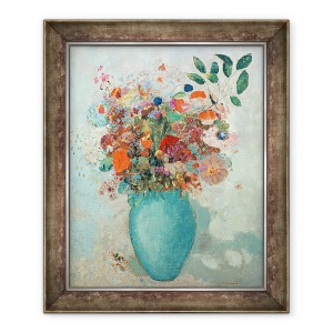 Tablou inramat - Odilon Redon - Flori intr-o vaza turcoaz, 70 x 85 cm