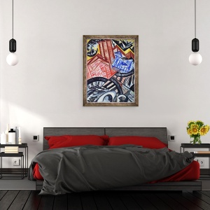 Tablou inramat - Olga Vladimirovna Rozanova - Fabrica si Podul, 70 x 90 cm - Img 3