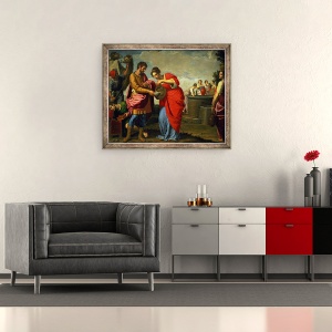 Tablou inramat - Ottavio Vannini - Rebecca si Eliezer la fantana, 50 x 60 cm - Img 2