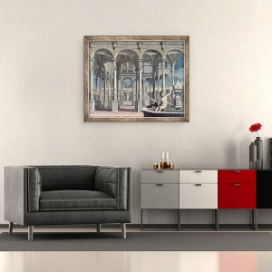 Tablou inramat - Paris Bordone - David si Batseba, 50 x 60 cm - Img 2