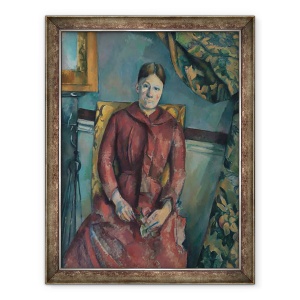 Tablou inramat - Paul Cezanne - Madame Cézanne intr-o rochie rosie, 60 x 80 cm