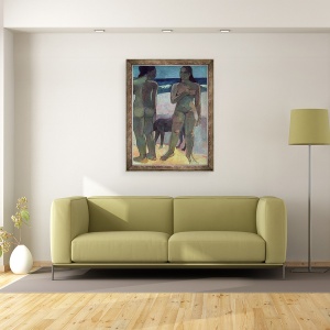 Tablou inramat - Paul Gauguin - Doua femei Tahitiene pe plaja, 70 x 90 cm - Img 2