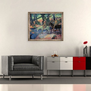 Tablou inramat - Paul Gauguin - Evadarea, Ford, 50 x 60 cm - Img 2