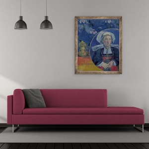 Tablou inramat - Paul Gauguin - ingerul frumos Madame Angele Satre, hangiul de la Pont-Aven, 50 x 60 cm - Img 2