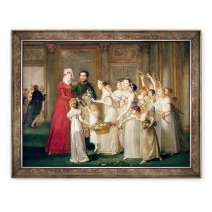Tablou inramat - Pauline Auzou - Sosirea Marie-Louise de Habsbourg-Lorena 1791-1847 in Galeria Chateau de Compiegne, 60 x 80 cm