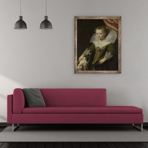 Tablou inramat - Paulus Moreelse - Portretul unei fete, cunoscut sub numele de Micul Pincess, 50 x 60 cm - Img 2