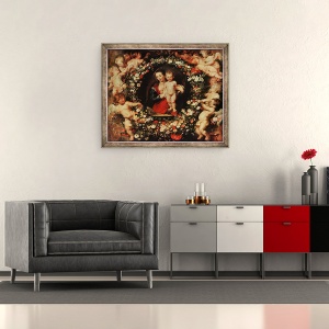 Tablou inramat - Peter Paul Rubens - Fecioara cu o ghirlanda de flori, 50 x 60 cm - Img 2