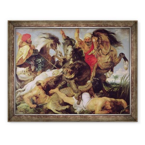 Tablou inramat - Peter Paul Rubens - Hipopotamul si vanatoarea de crocodil, 70 x 90 cm