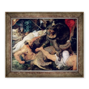 Tablou inramat - Peter Paul Rubens - Hipopotamul si vanatoarea de crocodil, 50 x 60 cm