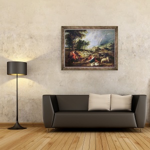 Tablou inramat - Peter Paul Rubens - Peisaj cu curcubeu, 60 x 80 cm - Img 2