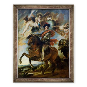 Tablou inramat - Peter Paul Rubens - Portret ecvestru al regelui Filip al IV-lea al Spaniei 1605-65 c.1645, 70 x 90 cm