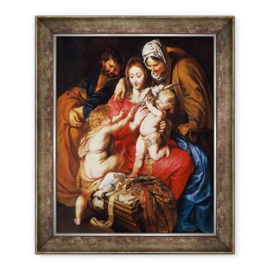 Tablou inramat - Peter Paul Rubens - Sfanta familie cu Sfanta Elisabeta, Sfantul Ioan si un porumbel, 50 x 60 cm