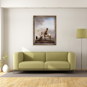 Tablou inramat - Philips Wouwermans - Gentleman pe un cal Vizionarea unui soimi, 70 x 90 cm - Img 2