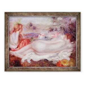 Tablou inramat - Pierre Auguste Renoir - Scaldat si o fata tanara isi face parul, 60 x 80 cm