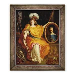 Tablou inramat - Pierre Bourguignon - Anne Marie Louise dOrleans cu portretul tatalui ei, Gaston al Frantei, 50 x 60 cm