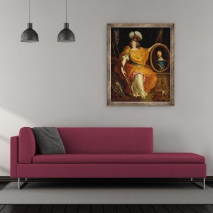 Tablou inramat - Pierre Bourguignon - Anne Marie Louise dOrleans cu portretul tatalui ei, Gaston al Frantei, 50 x 60 cm - Img 2