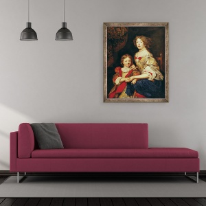 Tablou inramat - Pierre Mignard - O femeie si Fiul ei, 50 x 60 cm - Img 2