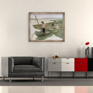 Tablou inramat - Pierre Puvis de Chavannes - Saracul pescar, 50 x 60 cm - Img 2