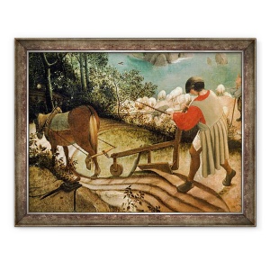 Tablou inramat - Pieter Bruegel the Elder - Peisaj cu caderea lui Icarus, detaliu al unui om arat, 70 x 90 cm