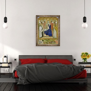 Tablou inramat - Pietro Lorenzetti - Altarul Carmine, panou central reprezentand Fecioara si Pruncul cu ingeri, Sfantul Nicolae si profetul, Ilie, 60 x 80 cm - Img 3