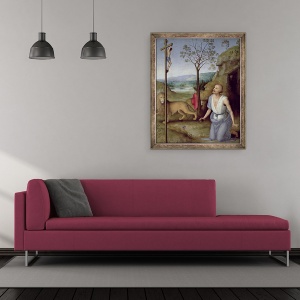 Tablou inramat - Pietro Perugino - Sfantul Jerome in desert, 50 x 60 cm - Img 2