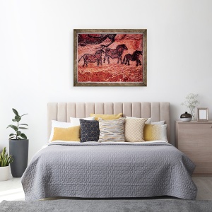 Tablou inramat - Prehistoric - Pictura in piatra a tarpanelor ponei, 60 x 80 cm - Img 3