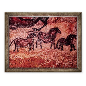 Tablou inramat - Prehistoric - Pictura in piatra a tarpanelor ponei, 70 x 90 cm