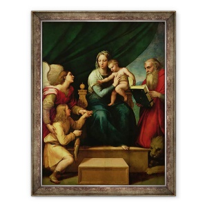Tablou inramat - Raphael - Madonna de peste Madonna cu Arhanghelul Gabriel si Sfantul Jerome c.1513, 70 x 90 cm