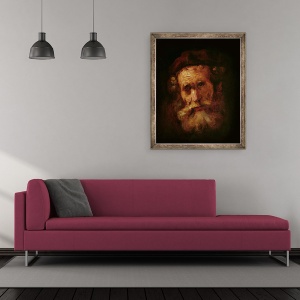 Tablou inramat - Rembrandt Harmensz van Rijn - A Rabbi, 50 x 60 cm - Img 2