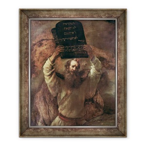 Tablou inramat - Rembrandt Harmensz van Rijn - Moise zdrobind tablele Legii, 50 x 60 cm