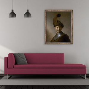Tablou inramat - Rembrandt Harmensz van Rijn - Un batran in costum militar numit anterior Portretul Tatalui lui Rembrandt, 50 x 60 cm - Img 2