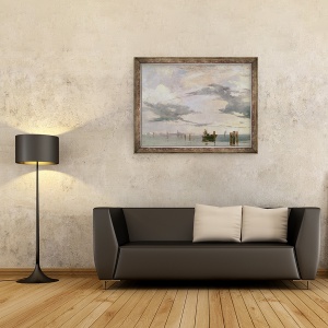 Tablou inramat - Richard Parkes Bonington - Vedere spre laguna langa Venetia, 60 x 80 cm - Img 3