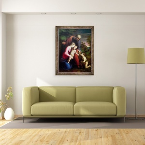 Tablou inramat - Sanzio of Urbino Raphael - Sfanta familie cu Ioan Botezatorul, 70 x 90 cm - Img 2