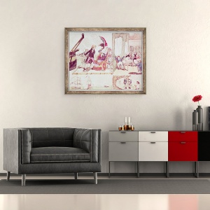 Tablou inramat - Scoal Americana - Un filozof vechi de predare fiul sau nebun proiecte economice, 70 x 85 cm - Img 2