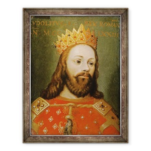 Tablou inramat - Scoala austriaca - Rudolf I 1218-91 necrowned imparat Roman, 70 x 90 cm