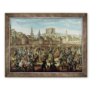 Tablou inramat - Scoala austriaca - Sosirea imparatesei Maria Tereza a Austriei 1717-80 la Pressburg Bratislava la 25 august 1741, 60 x 80 cm