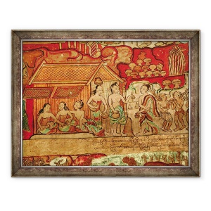 Tablou inramat - Scoala birmaneza - Scena vietii zilnice, 60 x 80 cm
