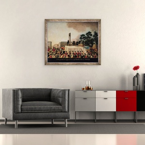 Tablou inramat - Scoala Daneza - Executarea lui Ludovic al XVI-lea 1754-93 21 ianuarie 1793, 50 x 60 cm - Img 2