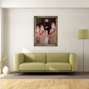 Tablou inramat - scoala engleza - Grupul Tasburgh, Lettice Cressy, Lady Tasburgh din Bodney, Norfolk si copiii ei, 70 x 90 cm - Img 2