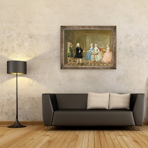 Tablou inramat - scoala engleza - O familie servita cu ceai, 70 x 90 cm - Img 2