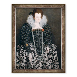 Tablou inramat - scoala engleza - Portretul unei femei, identificata in mod traditional ca Mary Clopton nascut Waldegrave din Kentwell Hall, Suffolk, 70 x 90 cm