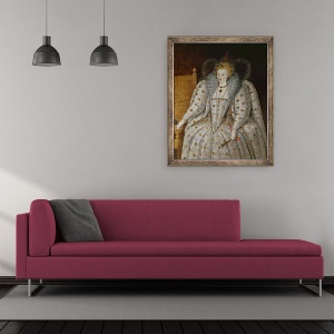 Tablou inramat - Scoala Engleza - Regina Elisabeta I a Angliei si Irlandei 1533-1603, 50 x 60 cm - Img 2