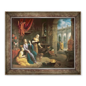 Tablou inramat - Scoala Flamanda - Isus la Casa Marta si Maria, 70 x 85 cm