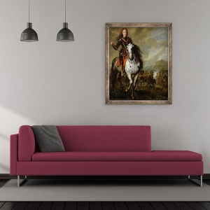 Tablou inramat - Scoala Flamanda - Portret ecvestru al Printului Eugene de Savoie 1663-1736 c.1700-10, 50 x 60 cm - Img 2