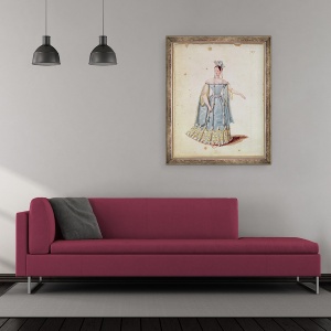 Tablou inramat - Scoala Franceza - Domnisoara Georges in Isabeau de Baviere, 50 x 60 cm - Img 2