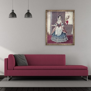Tablou inramat - Scoala Franceza - Mademoiselle Contat 1760-1813 in rolul Suzannei in Casatoria lui Figaro, 50 x 60 cm - Img 2