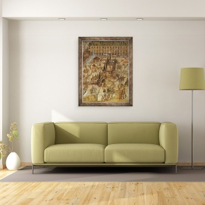 Tablou inramat - Scoala franceza - Place Royale si Carusel in 1612, 70 x 90 cm - Img 2