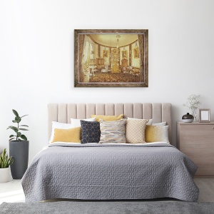 Tablou inramat - Scoala franceza - Sala de desen a Chateau de Sache, 60 x 80 cm - Img 3