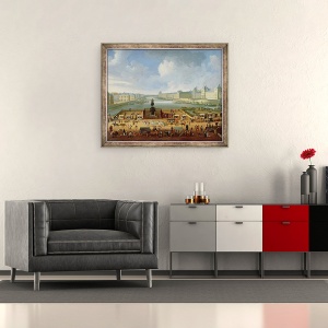 Tablou inramat - Scoala Franceza - Sena, Luvru si Colegiul celor Patru Natiuni vazute din Pont Neuf, 50 x 60 cm - Img 2