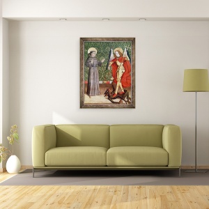 Tablou inramat - Scoala franceza - Sfantul Mihail si Sfantul Francisc de Assisi, 60 x 80 cm - Img 2